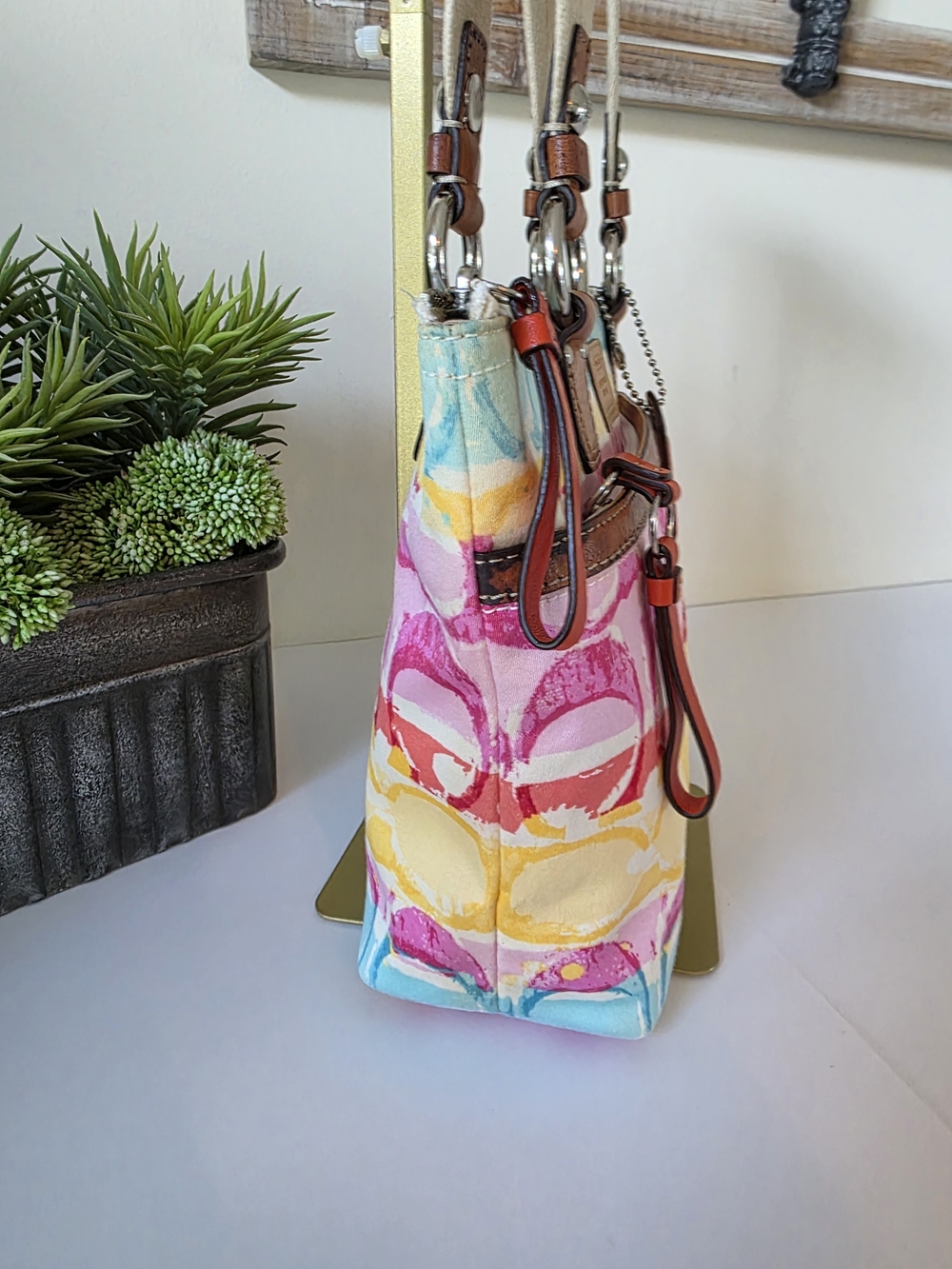 Coach Y2k Hamptons Weekend Watercolor Signature Canvas Shoulder Bag - Picture 7 of 12